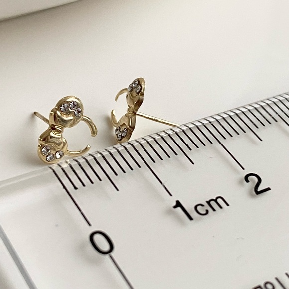 10k Solid Gold Minnie Mouse Earrings / Children’s Earrings /Gold Piercing Studs - Picture 6 of 14